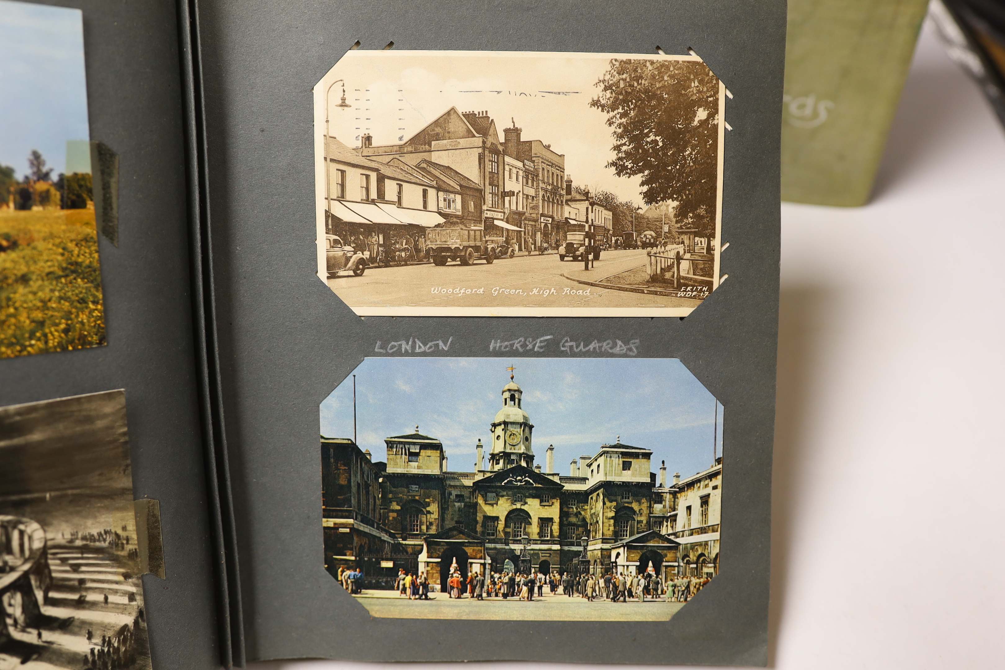 Three albums of Edwardian and later postcards and two early 20th century photograph albums, predominantly topographical (5)